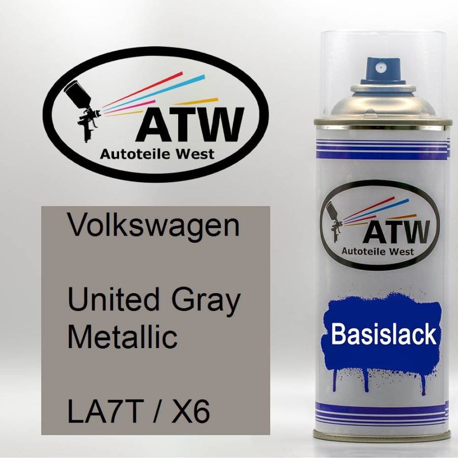 Volkswagen, United Gray Metallic, LA7T / X6: 400ml Sprühdose, von ATW Autoteile West.